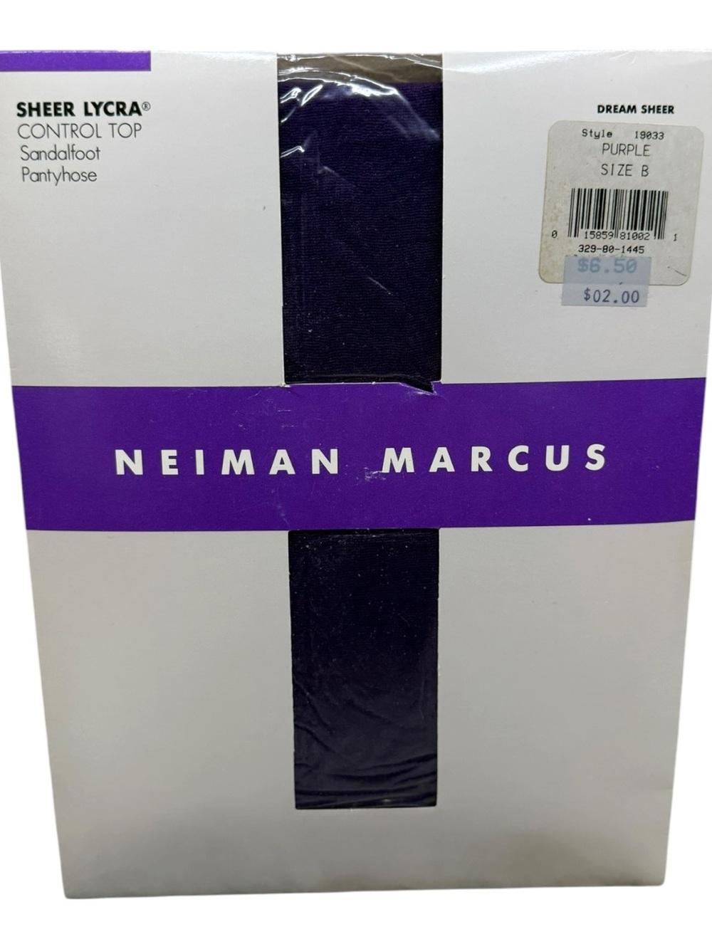 NEIMAN MARCUS Dream Sheer Control Top Sandalfoot Pantyhose Size B Purple